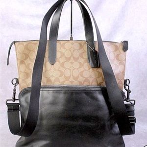 Very large Coach F72528 Graham Khaki signature Unisex convertible foldover tote